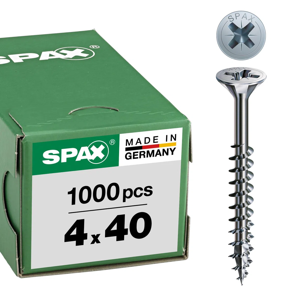SPAX Vite universale, 4 x 40 mm, 1000 pezzi, Filetto parziale, Testa svasata, Intaglio a croce Z2, 4CUT, WIROX - 0291010400405