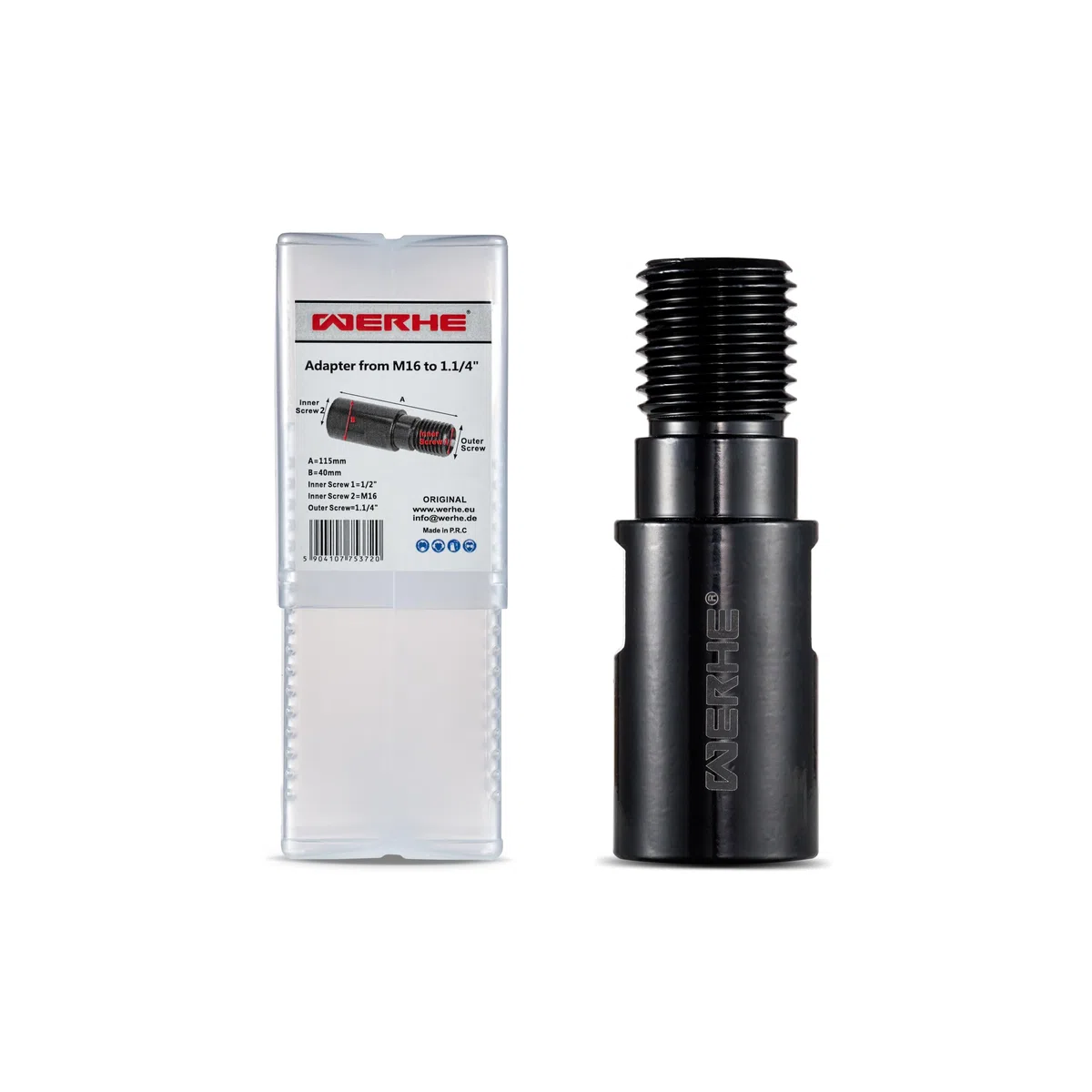 WERHE Adattatore M16 a 1 1/4 UNC con filettatura interna 1/2 – Acciaio temprato per corona diamantata corona carotatrice trapani foratura a umido in calcestruzzo pietra