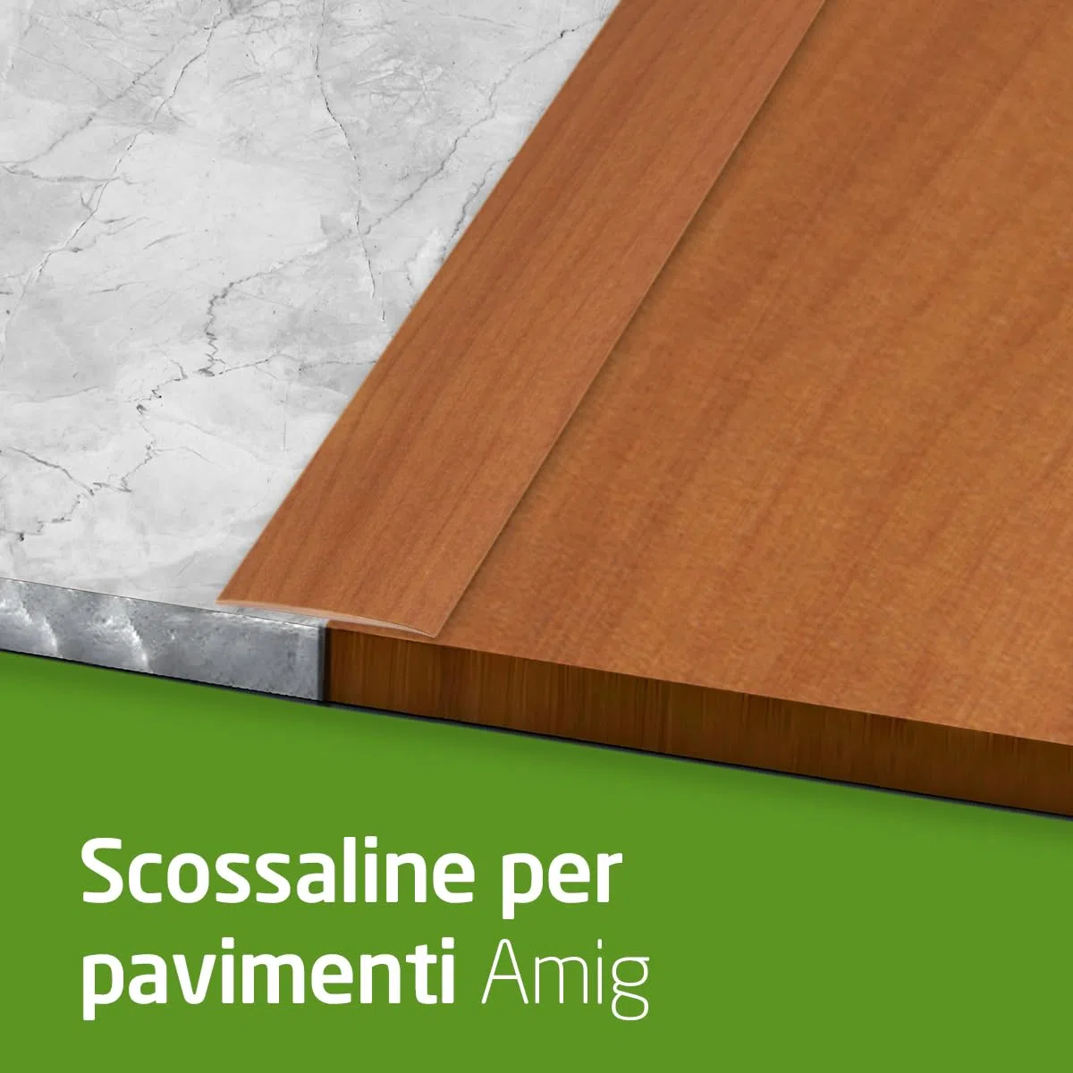 Amig - Scossalina a pavimento | 820 mm x 4 mm x 0,5 mm | Colore: Ciliegio | Adesivo | Striscia di transizione | Profilo di giunzione per pavimenti, parquet e decking | Per pavimenti in legno
