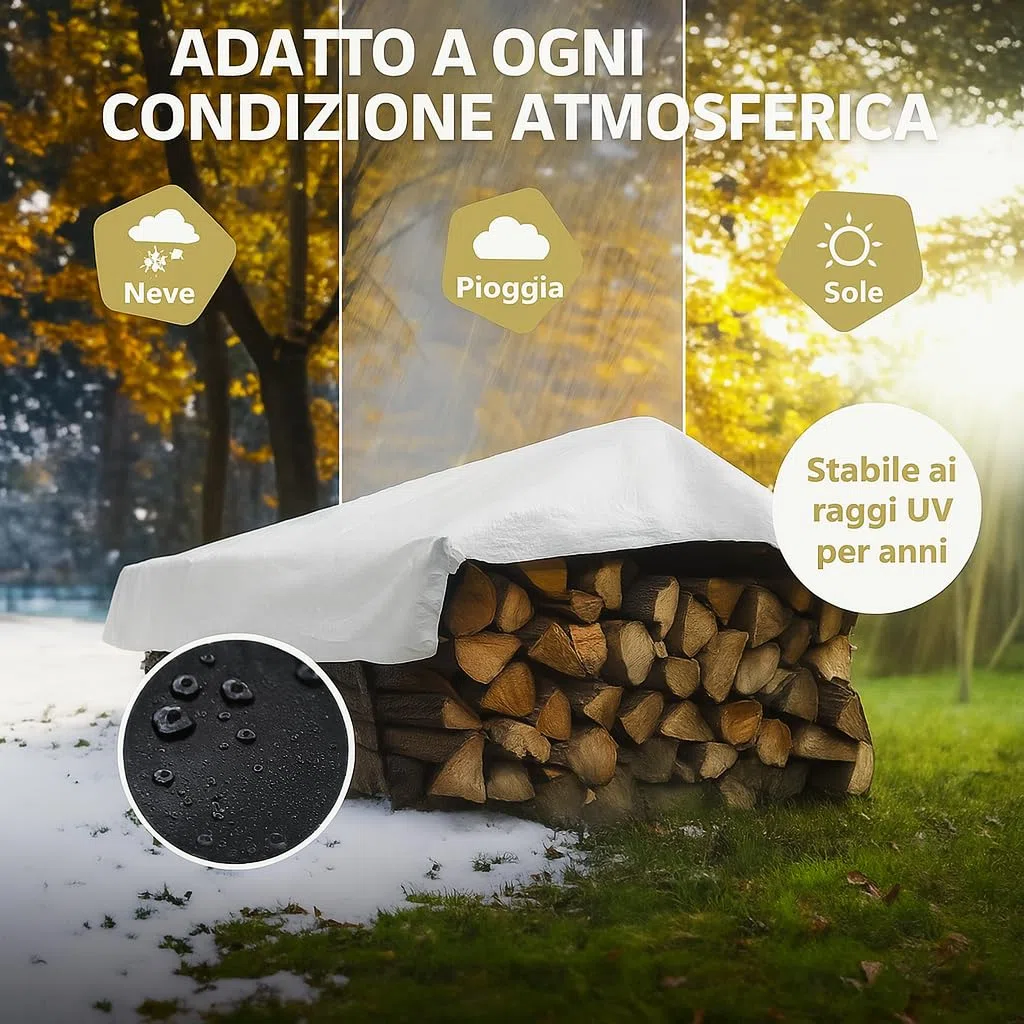 Telo di copertura 2 x 8 m – pellicola per insilato senza occhielli – resistente 5 anni ai raggi UV – telo protettivo per piscina, legna, materiali