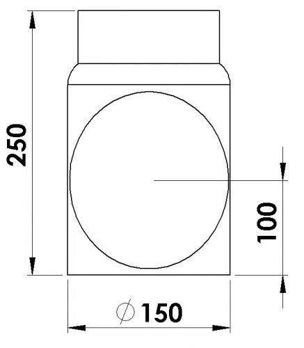 FIREFIX Senotherm R150/2R - Tubo in acciaio per stufe e caminetti, 2 mm, lunghezza 250 mm, con sportello di pulizia, diametro 150 mm, colore: nero