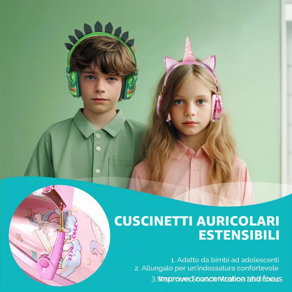 JYPS Cuffie Antirumore per Bambini, SNR 25dB, Protezione con Cancellazione del Rumore, per Autismo dai 2 Anni+, per Lavoro
