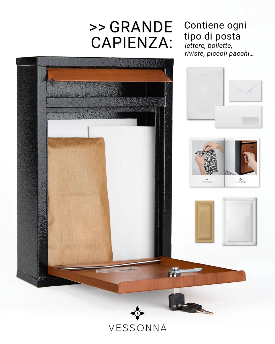 Cassetta delle lettere piccola personalizzata con numero civico | acciaio zincato effetto legno vintage, resistente alle intemperie e sicura