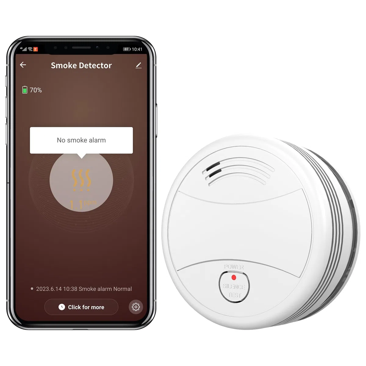 PGST Rilevatore di fumo WiFi Rilevatore di incendio wireless intelligente tramite app EN 14604 Allarme di prova per avviso incendio 1 pezzo
