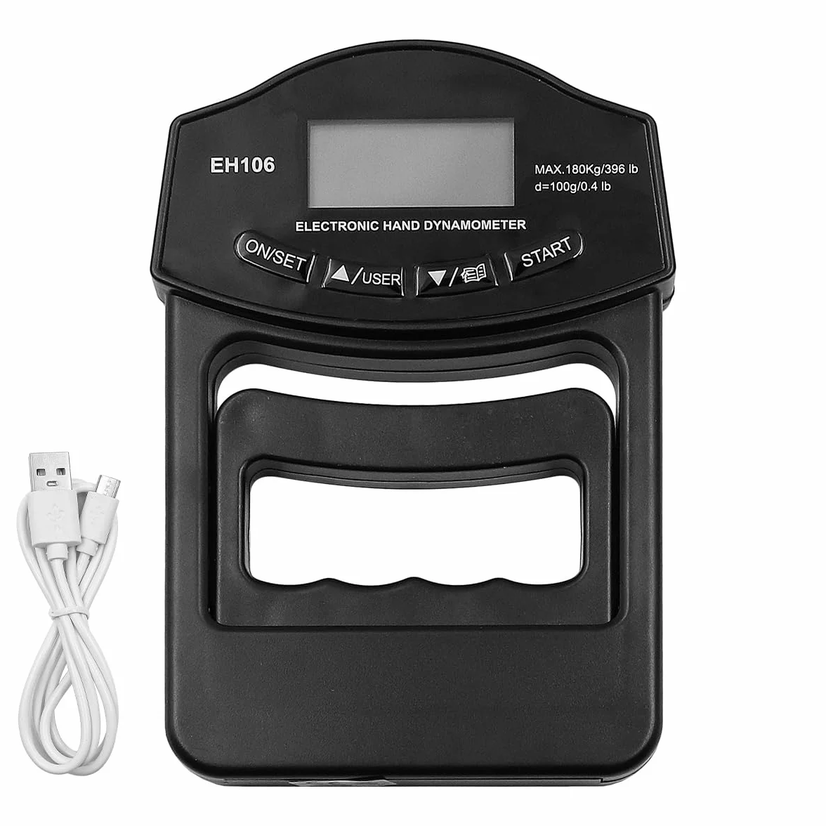 Tester di Forza di Presa 396Lbs Dinamometro Digitale a Mano Misuratore di Forza di Presa USB Ricaricabile Schermo LCD Luminoso Dinamometro a Mano