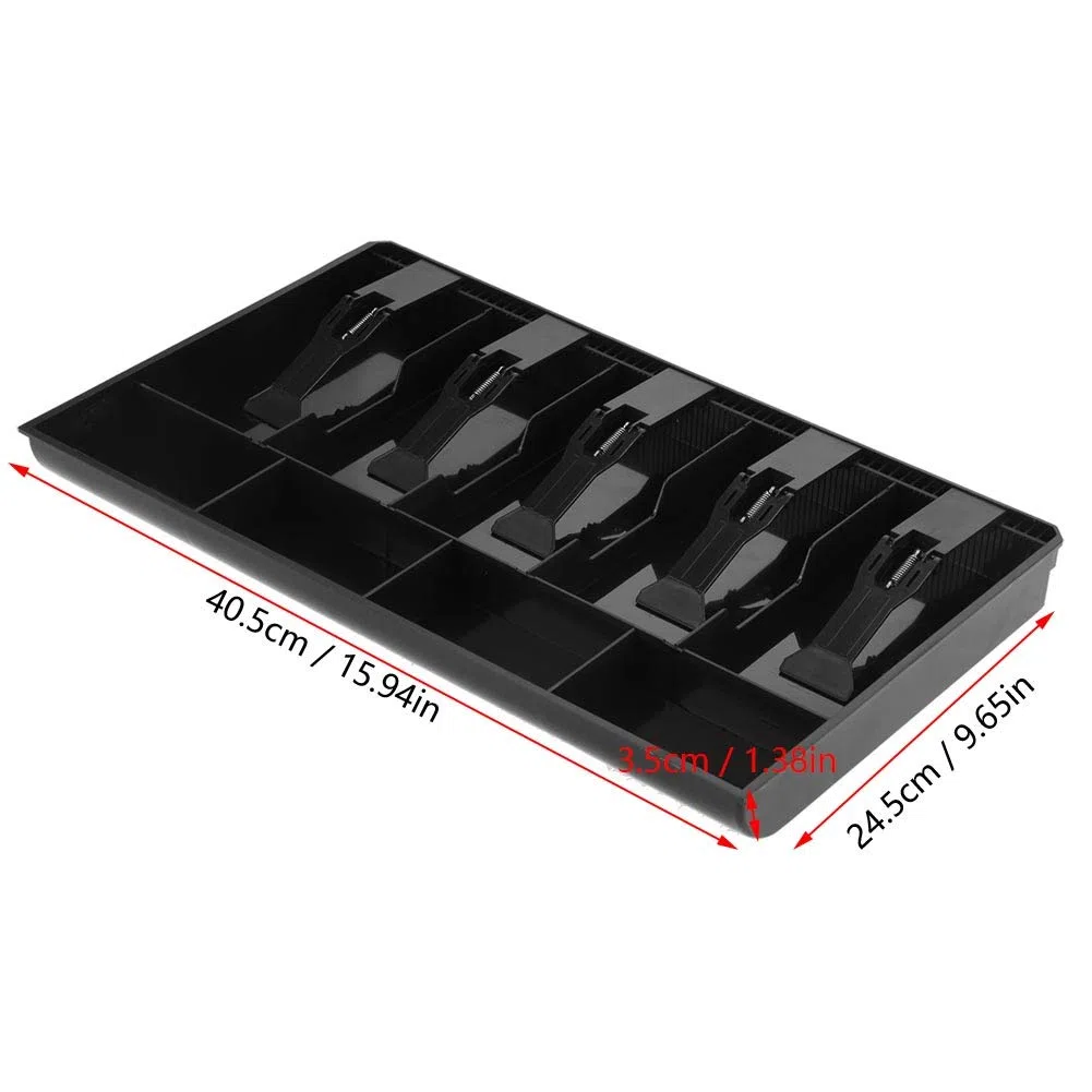 Vassoio di Cassa, Cassetto di Cassa a 9 Griglie Cassetto di Cassa Leggero con 5 Banconote e 4 Monete Rimovibile Cassettiera del Registratore di Cassa (nero)