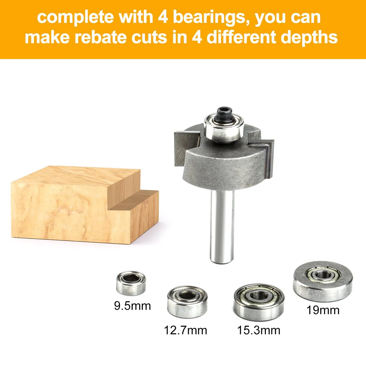 Set 20 Pezzi Frese per Legno con 4 Cuscinetti, Gambo 8mm, Realizzato in Materiale YG6X, per La Lavorazione e Fai da te