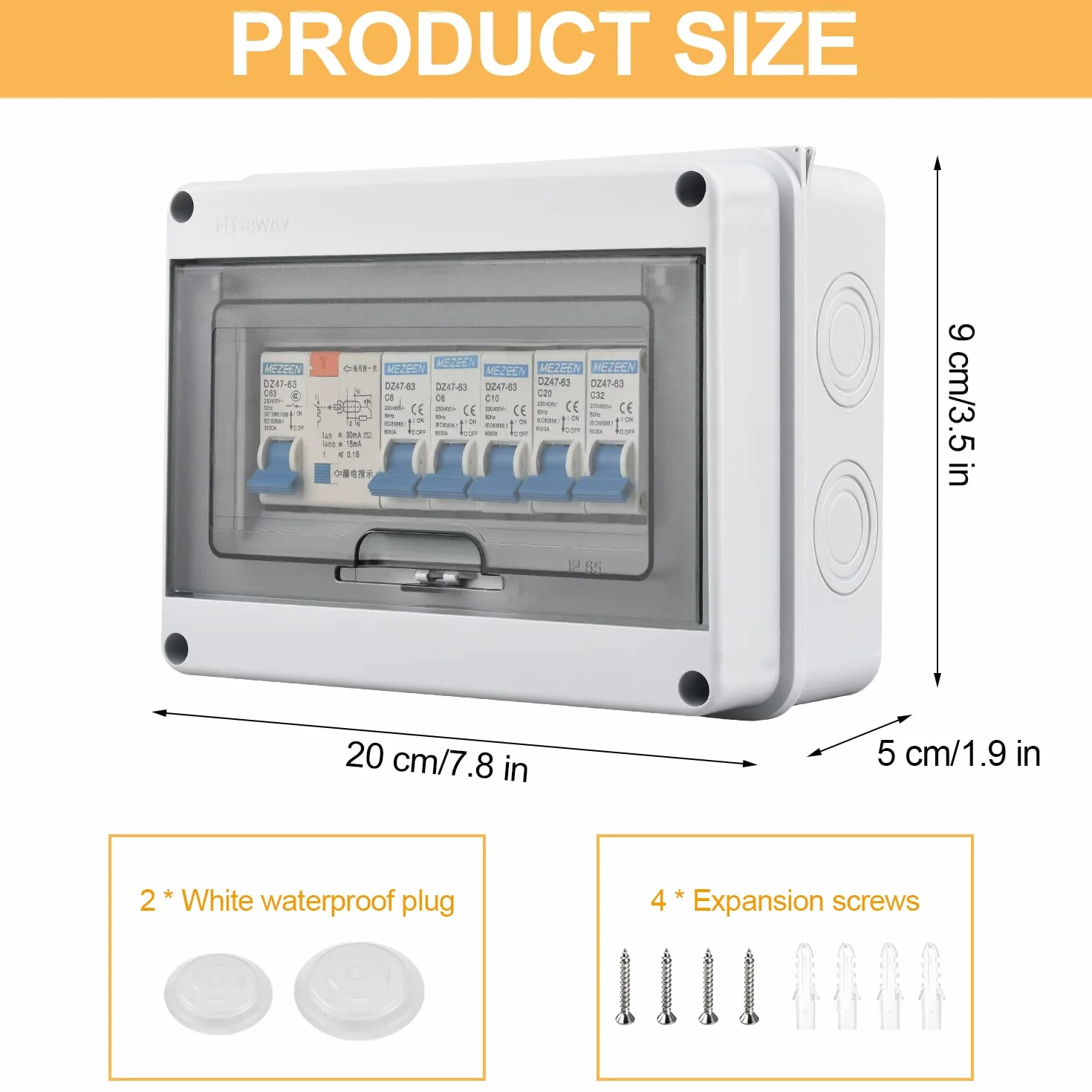 Scatola Elettrica da Esterno IP65, con 5 Vie Interruttore Dell'aria 2x6A+1x10A+1x20A+1x32A, Impermeabile Quadro Elettrico 63A, per Essere Utilizzato All'interno e All'esterno