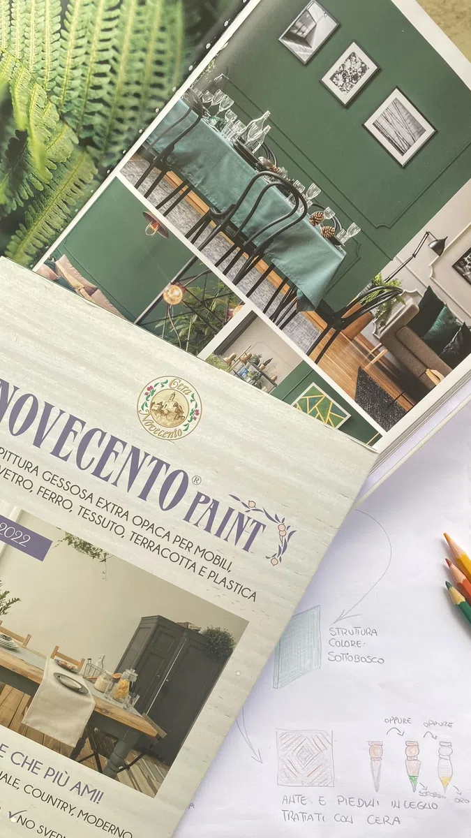 Novecento Paint Mobili ml 500 SOTTOBOSCO, Pittura gessosa (Chalk Paint) Extra Opaca facilissima da stendere.
