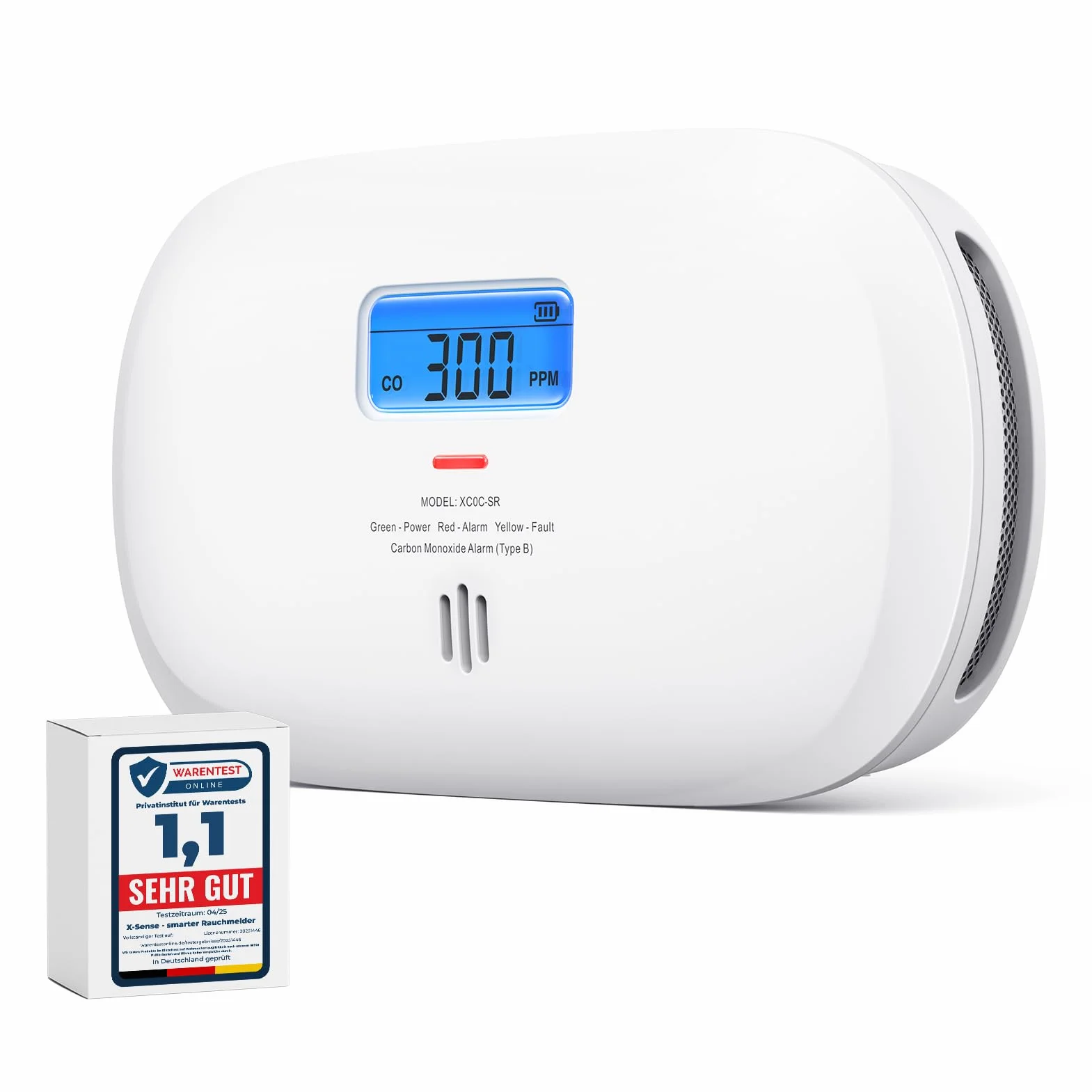 X-Sense Rilevatore di Monossido di Carbonio, Certificato EN 50291, Sensore da 10 Anni e Batteria Sostituibile, Allarme di CO per Casa con Display LCD e Memoria Picco, XC0C-SR, 1 Pezzo
