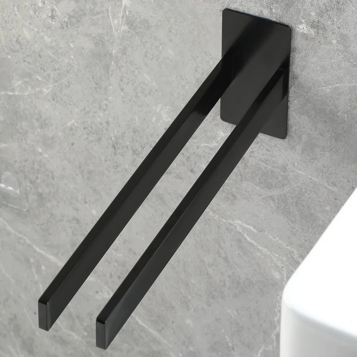 Porta Asciugamani Bagno Adesivo,Accessori bagno in Acciaio Inox Senza Punzonatura,39CM Porta Asciugamani a 2 Aste per Cucina,Nero
