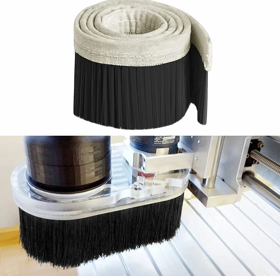 BTMIEY - Raccogli polvere per macchina da intaglio, spazzola raccogli polvere da 70 mm / 100 mm per mandrino di macchina da intaglio CNC (2 m x 100 mm, nero)