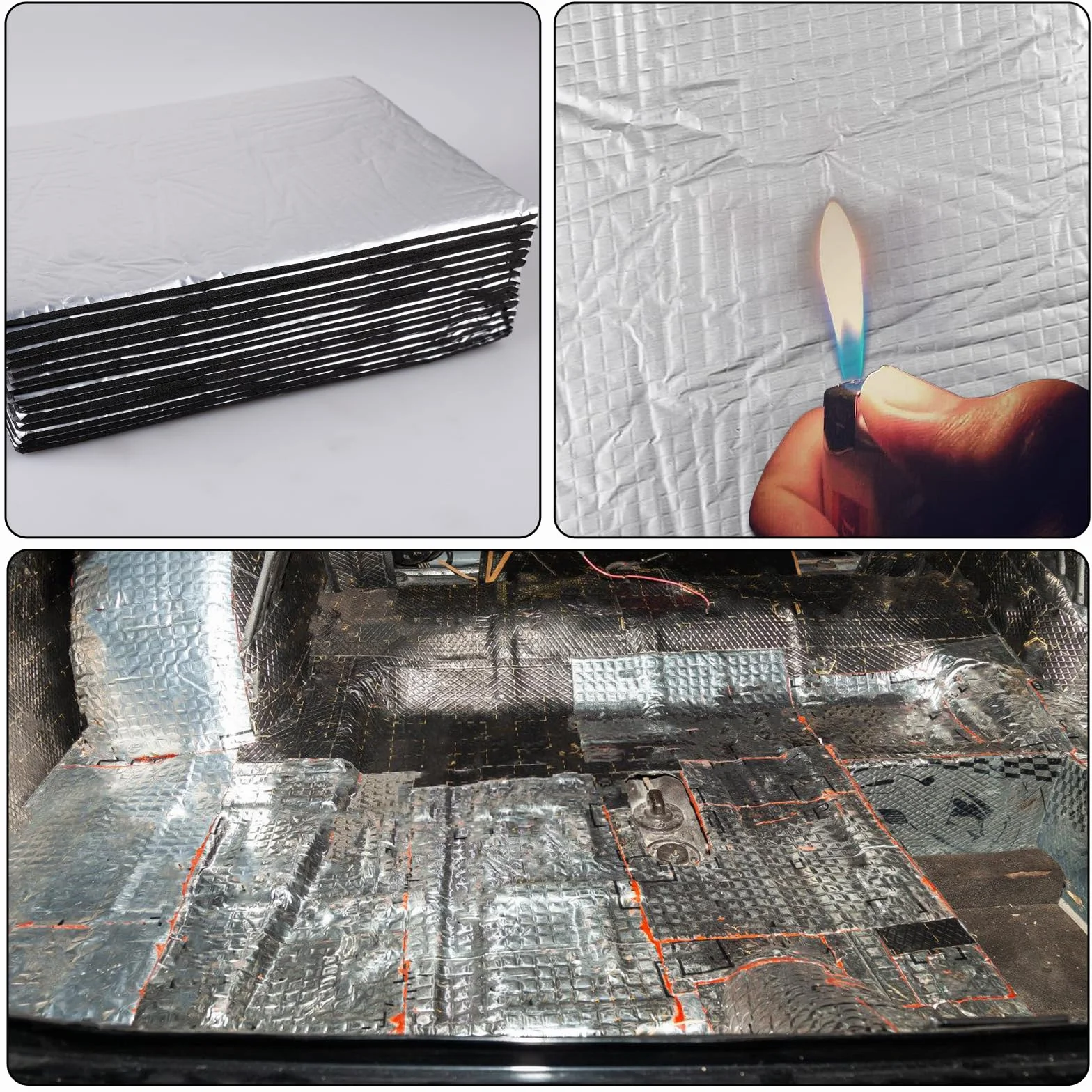 15 Pezzi Piastre in Alubutile Tappetino Isolante, 250*180*5mm Tappetino Isolante Autoadesivo, Isolazione Ignifugo Impermeabile Antirumore per Protezione Acustica e Isolamento Termico in