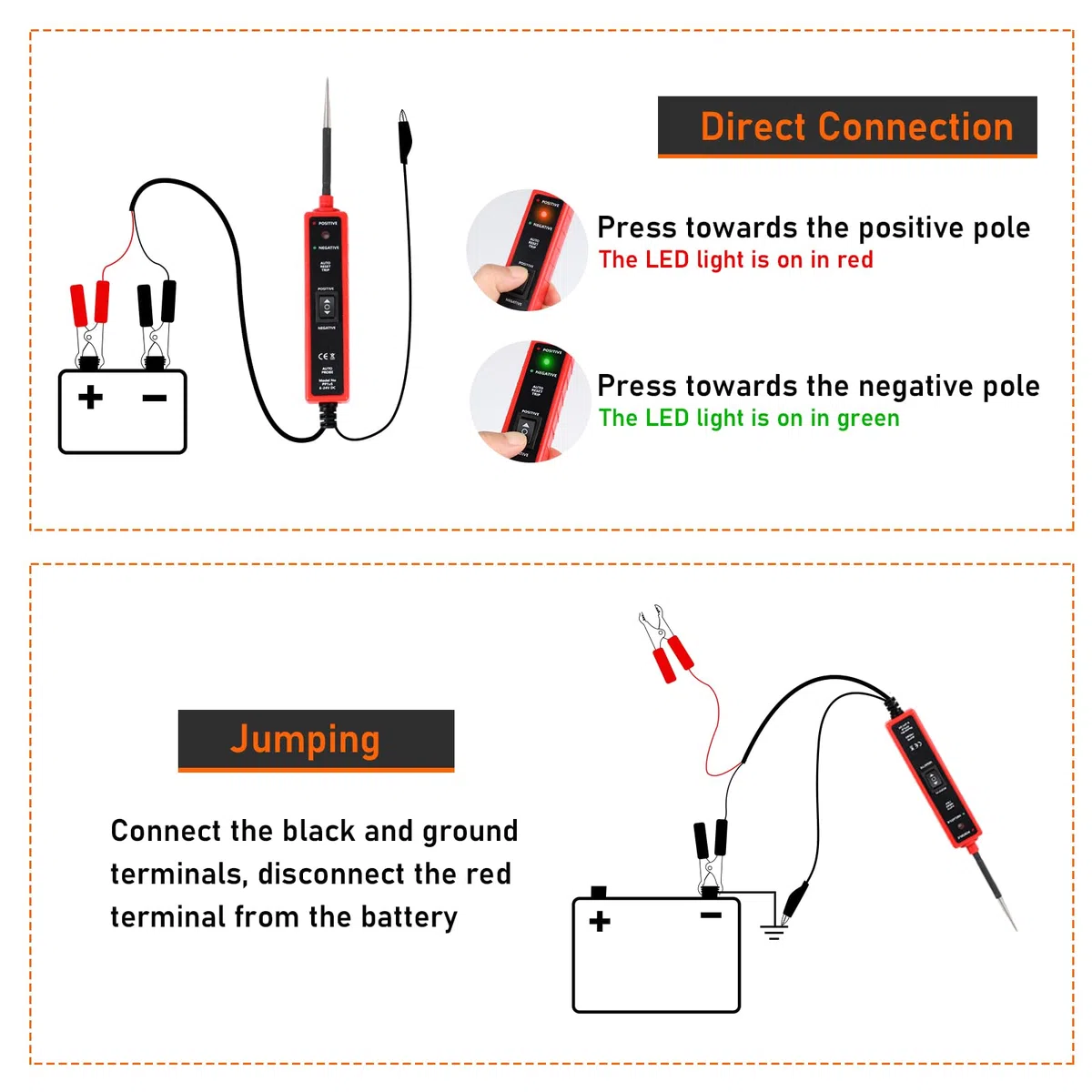 EXLECO Sonde per Tester per Circuiti CC 6V 12V 24V Car Circuit Tester Cerca Fusibili Professional Circuit Detector LED Cercafase Auto Luce di Prova Automobilistica Sonda per Circuiti di Potenza