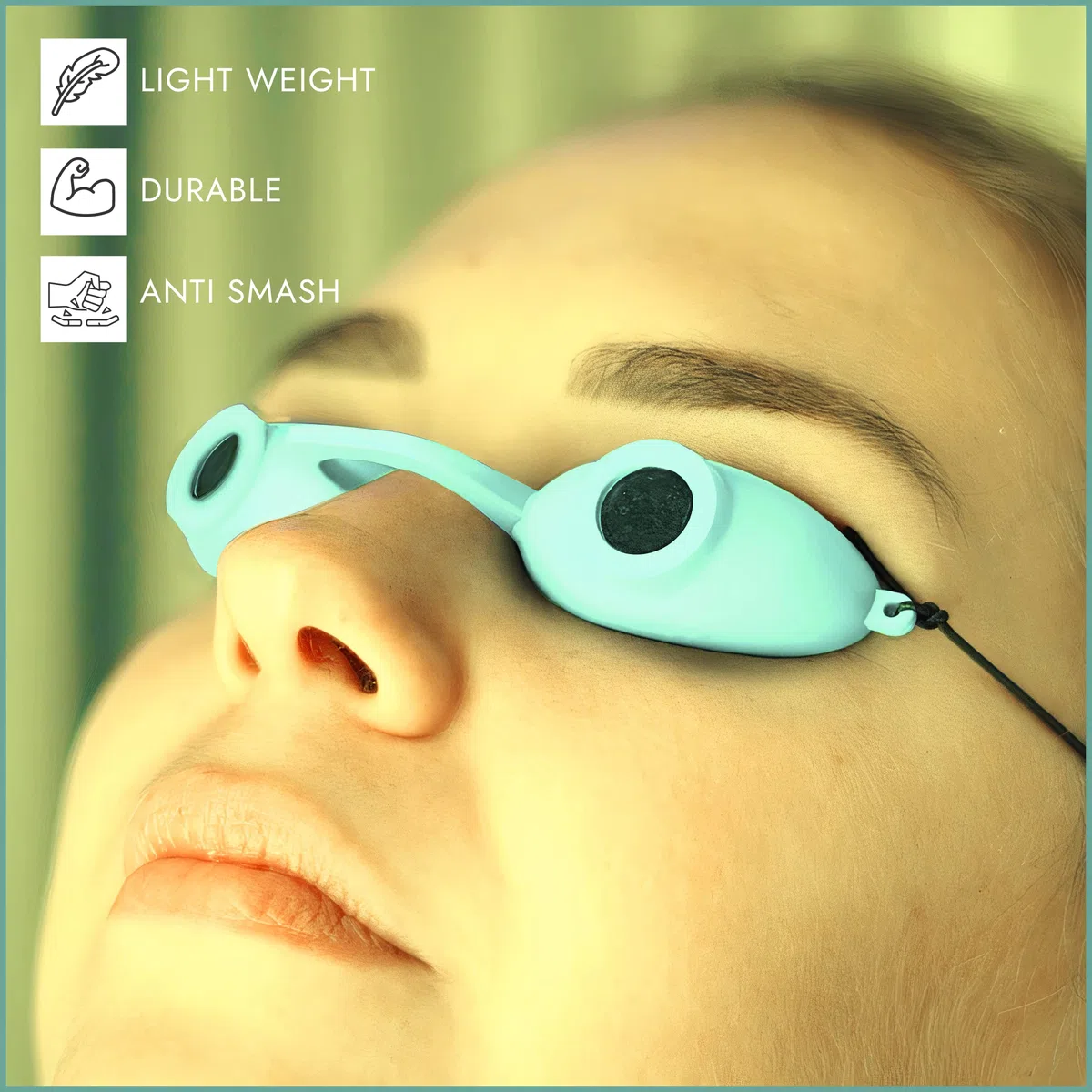 Super Sunnies Flex flessibile protezione degli occhi UV, conforme FDA individuale occhiali abbronzanti occhialini occhialini con una custodia trasparente / scatola