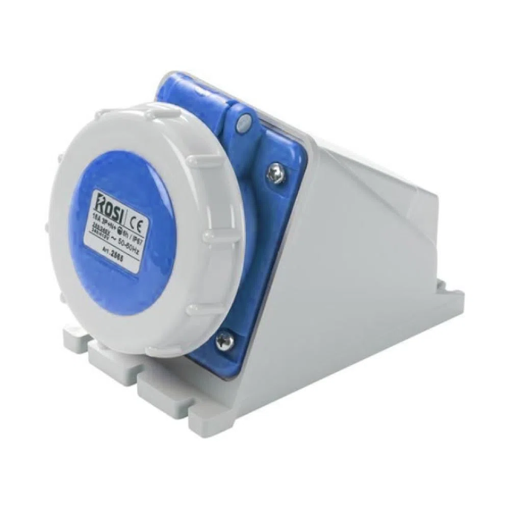 Presa industriale da parete, 220V 230V, 3 poli 2P+T, 32A, IP67 - Rosi 1002561