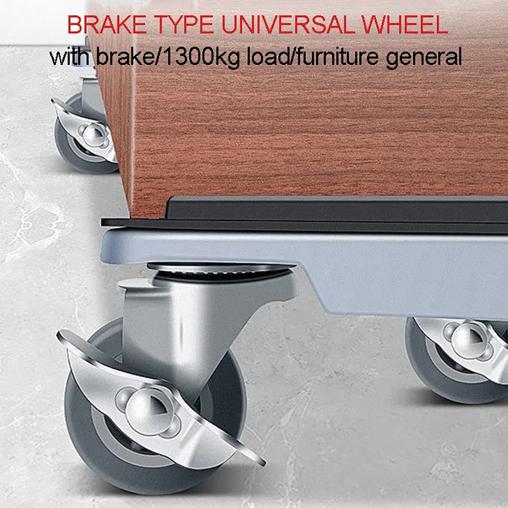 Set Sposta Mobili Pesanti, Kit Sollevatore per Mobili con 4 Dispositivi Scorrimento, Rotelle per Spostare Mobili Pesanti - con Freno, Max Fino a 1300kg