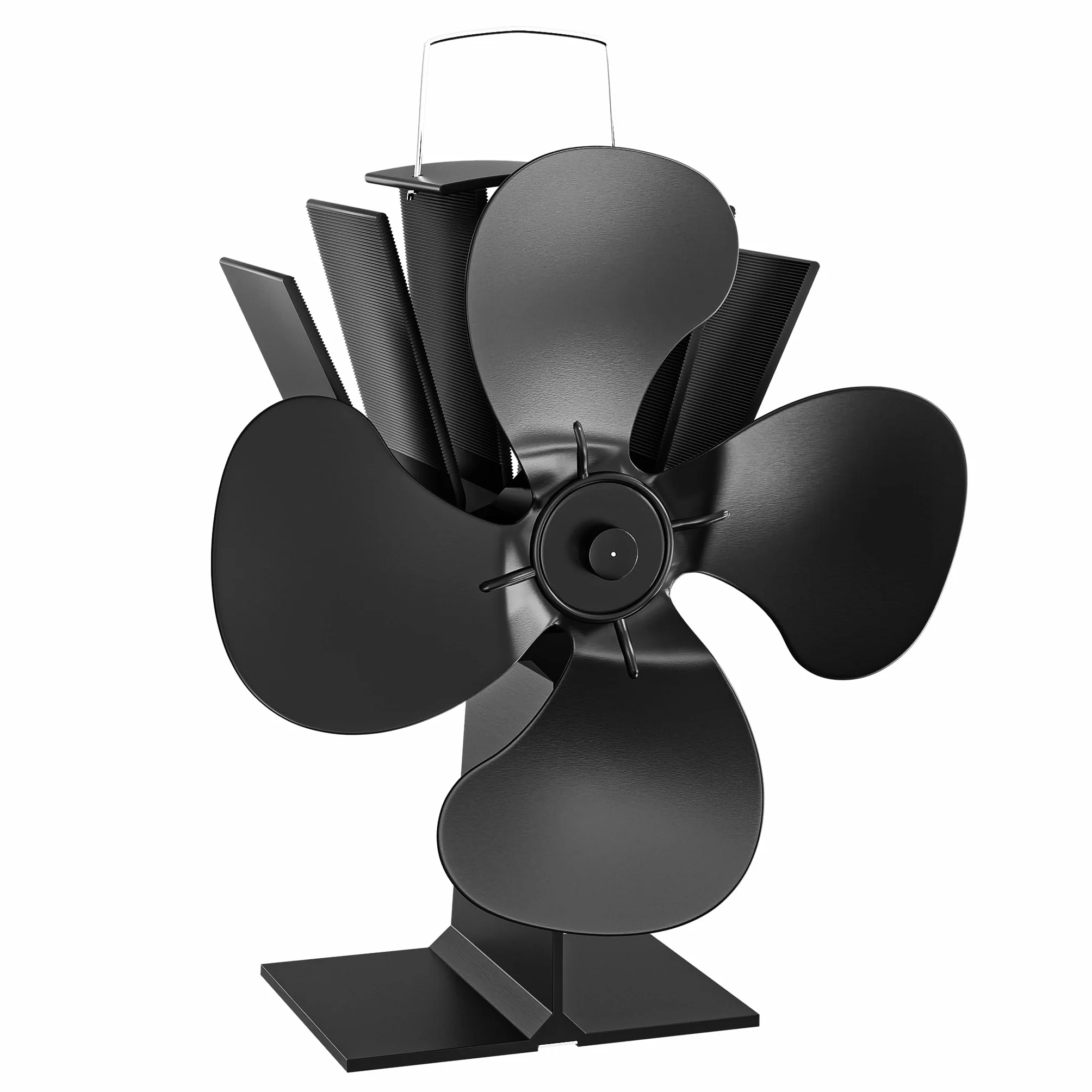 Wiltec Ventilatore per stufa a legna camino, Ventola con 4 pale, 70-350 °C, funzionamento senza elettricità