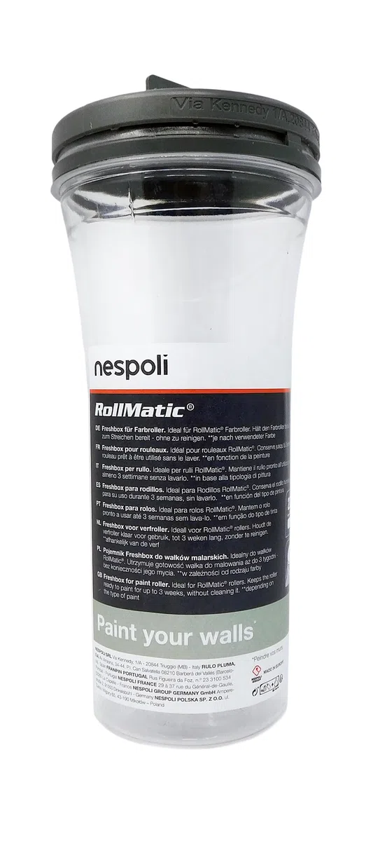Nespoli - Box Rullo per Pittura Rollmatic 22 Cm, Accessorio per Pittura per Esterni e Interni, Fai da Te, Mantiene Rullo Pronto all’Uso per 3 Settimane, Compatibile con Sistema Rollmatic