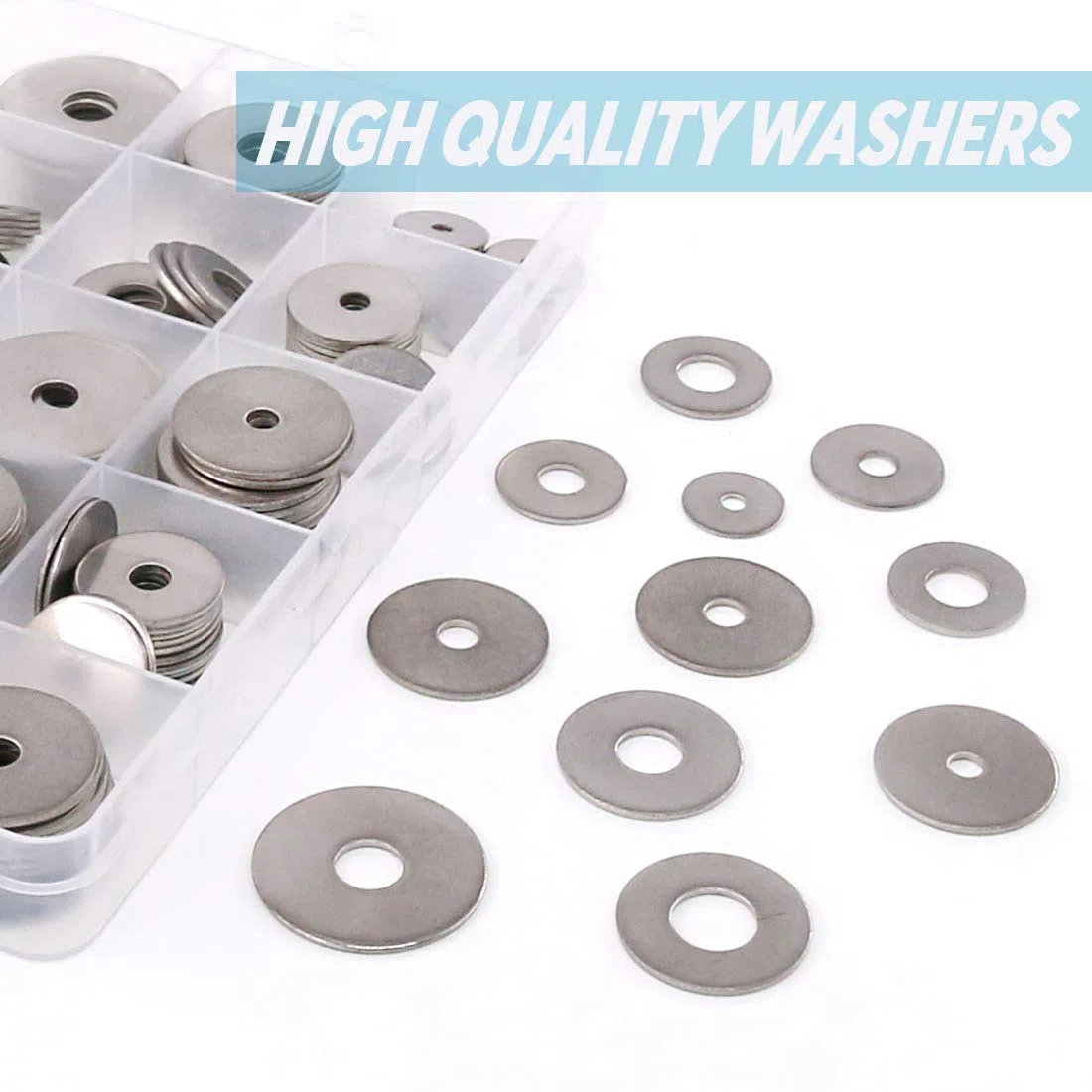 Glarks Set di 175 rondelle in acciaio inox 304 per parafango di grandi dimensioni -M3, M4, M5, M6, M8, M10, M12