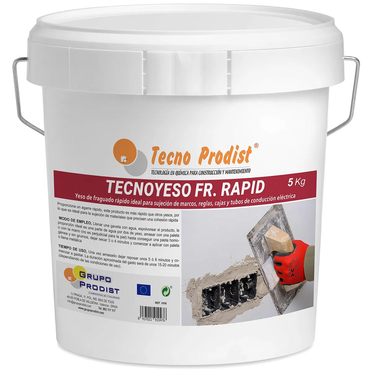 TECNO YESO RAPID di Tecno Prodist (5 Kg) | Gesso a presa rapida, ideale per il fissaggio di cornici, righelli, scatole e tubi di conduzione elettrica