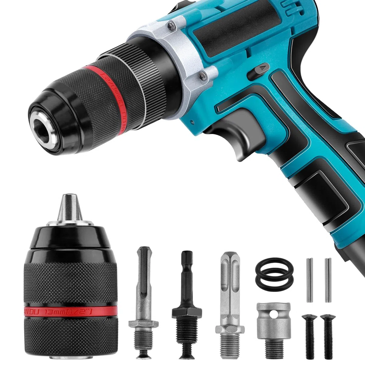 Mandrino autoserrante senza chiave per Milwauke-e, 1/2-20UNF Mount 1-13 mm mandrino autoserrante - Adatto a gambo SDS-Plus da 3/8", codolo esagonale da 1/4" e adattatore per avvitatore a impulsi da 1