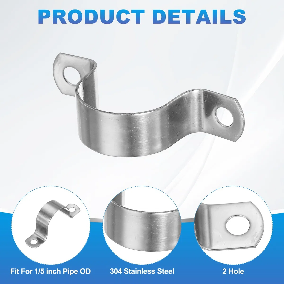 PATIKIL 35mm Fascia Rigida Per Tubi, 12 Pcs 304 Staffe Per Condotte In Acciaio Inossidabile Con 2 Fori Staffa A U Spessa Per Fissaggio Tubi Cavi E Fili (1-3/8")