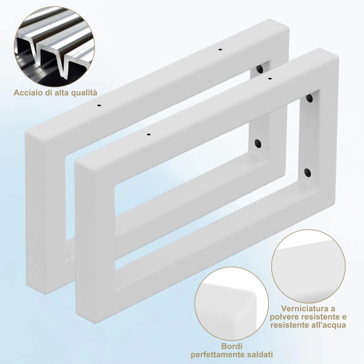 Supporto per lavabo, montaggio a parete, in metallo, per console per lavabo, versatile supporto da parete (bianco, 30 cm/2 pezzi)