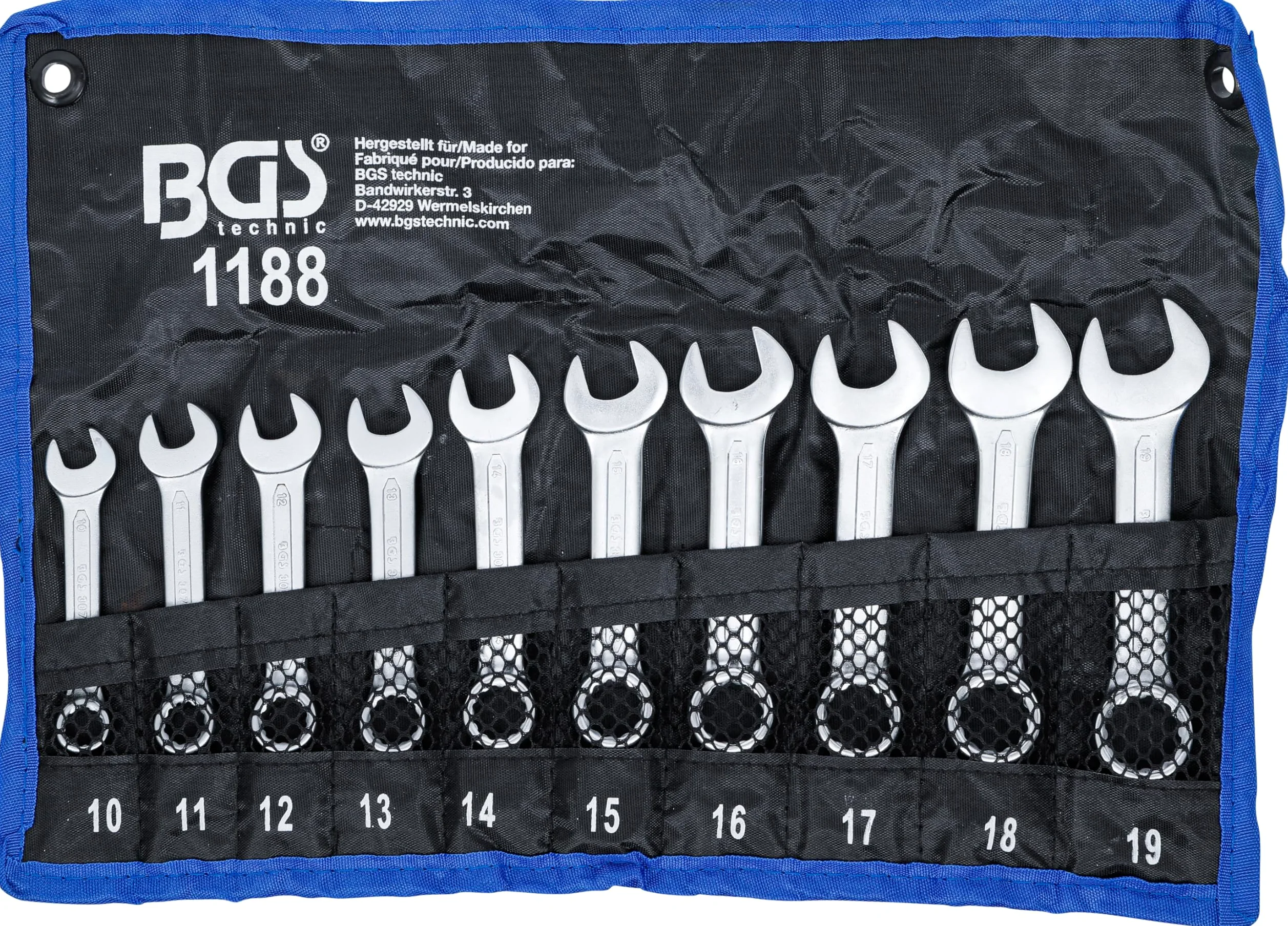 BGS 1188 | Serie di chiavi combinate anello-forchetta | extra corte | 10 - 19 mm | 10 pz.