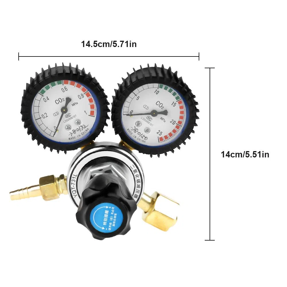 DEWIN Regolatore per Bombole di Gas, Regolatore per Bombole di Gas CO2 Riduttore di Pressione per Saldatura ad Anidride Carbonica G5/8