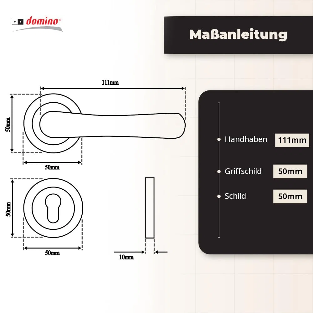domino Maniglia per Porta Modello Nova della Serie R M3 in Ottone con Cilindro a Profilo, Finitura in Alluminio e Bronzo, Design Elegante e Resistente per Porte Interne