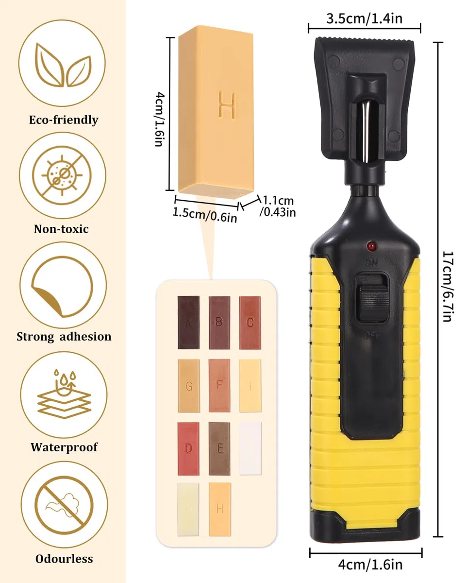 Kit Riparazione Parquet e Piastrelle, Stucco per Legno Riempitivo con Cera, 11 Colori Multicolore, Parquet, Laminato e Pavimenti in Vinile