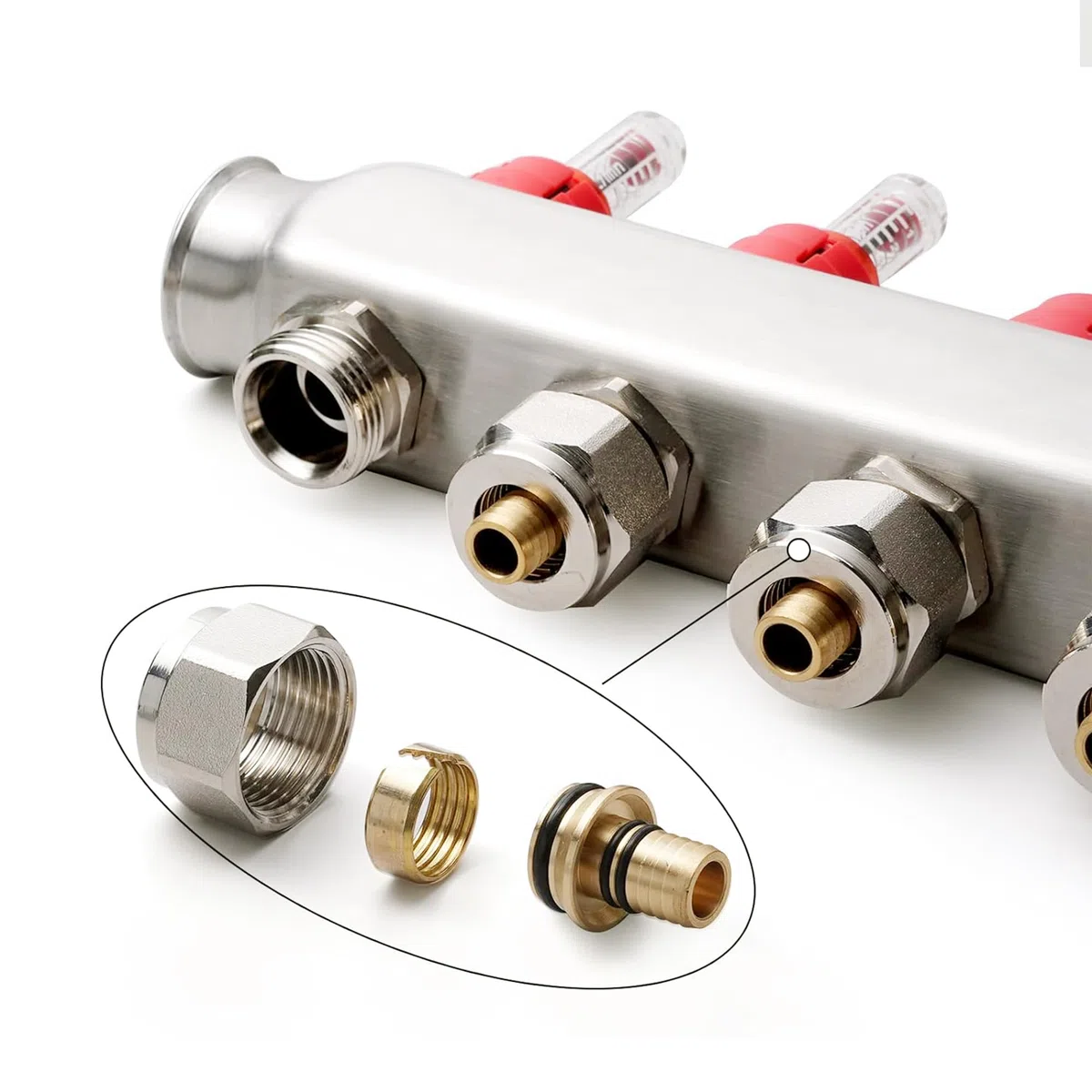 Vancoco 10 pz Raccordo a compressione 16x2mm per Tubi di Riscaldamento a Pavimento Giunti 3/4'' Eurocone