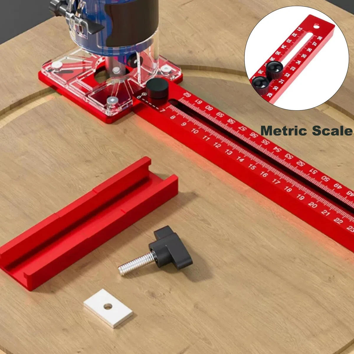 4 in 1 Router per Incisione Scanalature Staffa, Router per Taglio Circolare, Guida Multifunzionale per Router per Armadietti per Taglio Cerchi e Incisione Scanalature