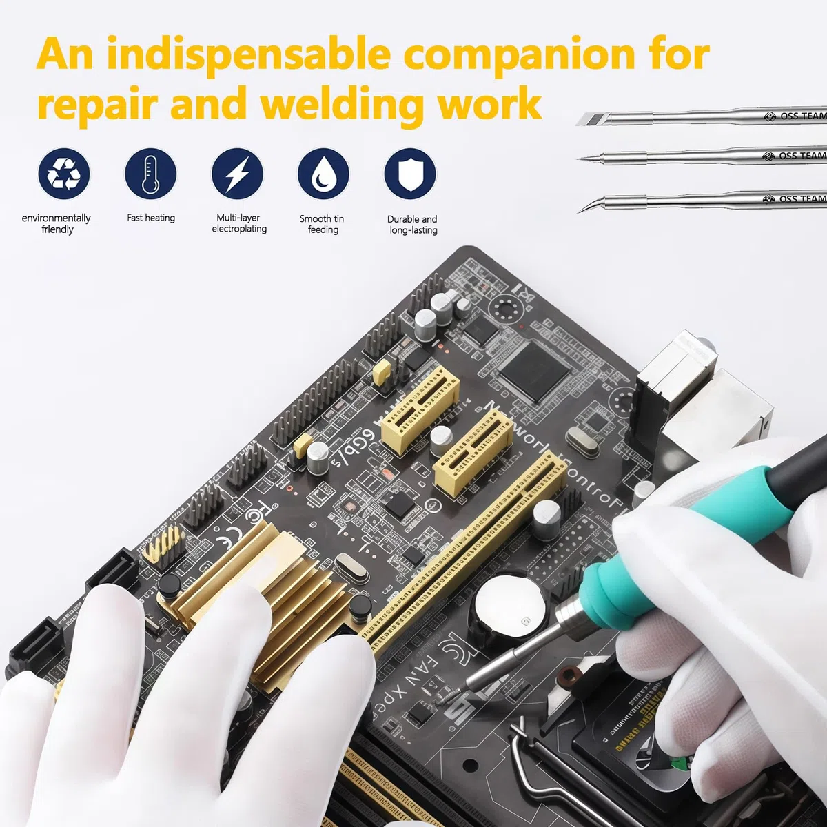 3 punte per saldatura C210, punte di ricambio per saldatore, set di punte per saldatore in rame, testa di saldatura speciale, punta universale plug & play, testa di saldatura dritta/coltello