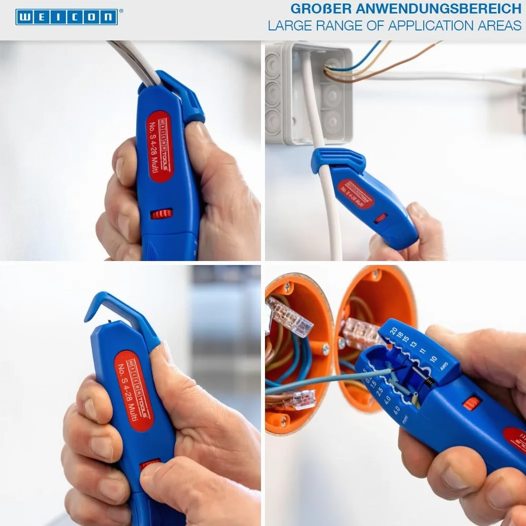 WEICON TOOLS Coltello per Cavi No. S 4-28 Multi, spelafili da 4 a 28 mm, funzione di spelatura 0,5-6 mm, Made in Germany