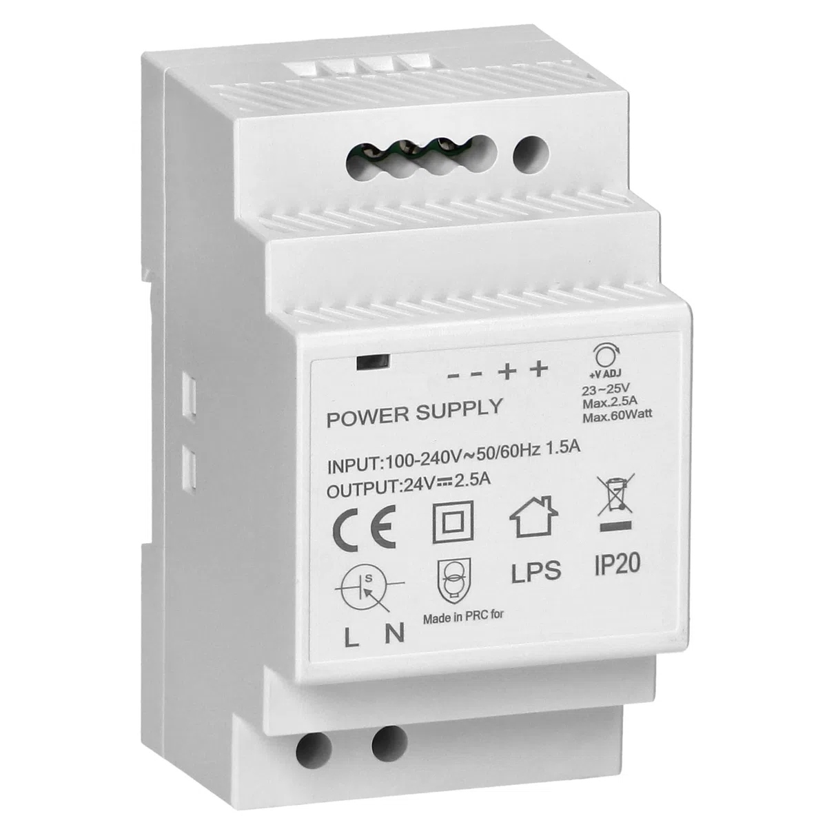 Alimentatore 24VDC Guida Din (2,5A / 60W / 3 moduli)