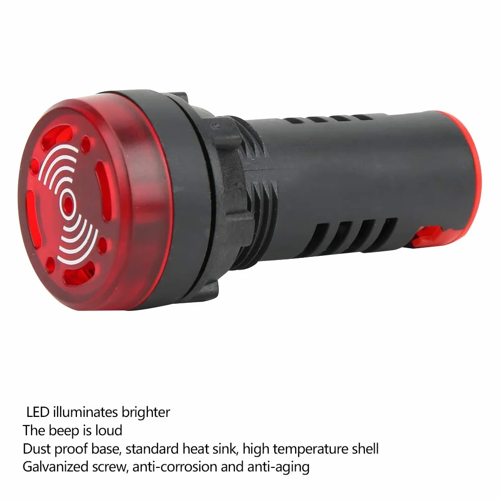 10 Pz Indicatore acustico rosso di allarme 24V 20mA LED Buzzer AD16 22SM LED lampeggiante con voce forte