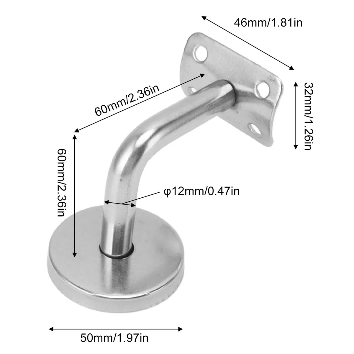 Staffe per corrimano per corrimano da 6 pezzi Staffe a parete in acciaio inossidabile cavalle di ringhiera per scale per scale, hardware delle scale