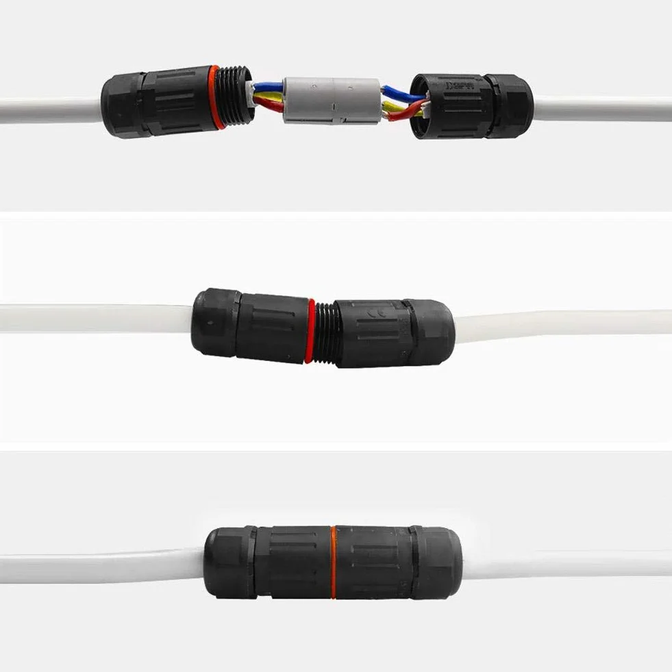 10 Pz Connettore Impermeabile 3 Pin Cavo Elettrico Raccordo Esterno