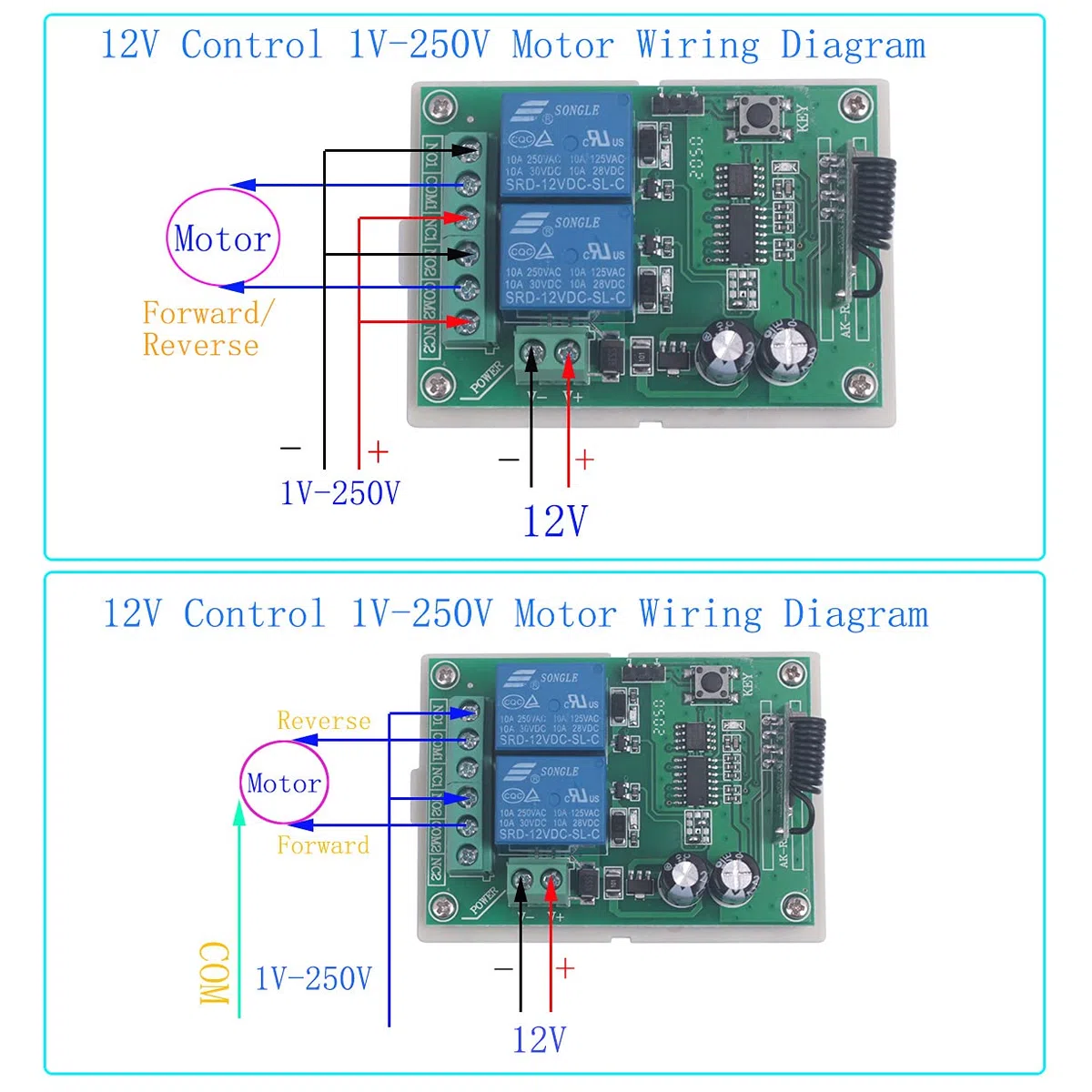 Interruttore wireless 433 MHz Interruttore di controllo remoto wireless DC 12 V 2 CH, modulo interruttore ricevitore relè a 2 canali DC12 V, relè a leva (12 V-2 telecomando)