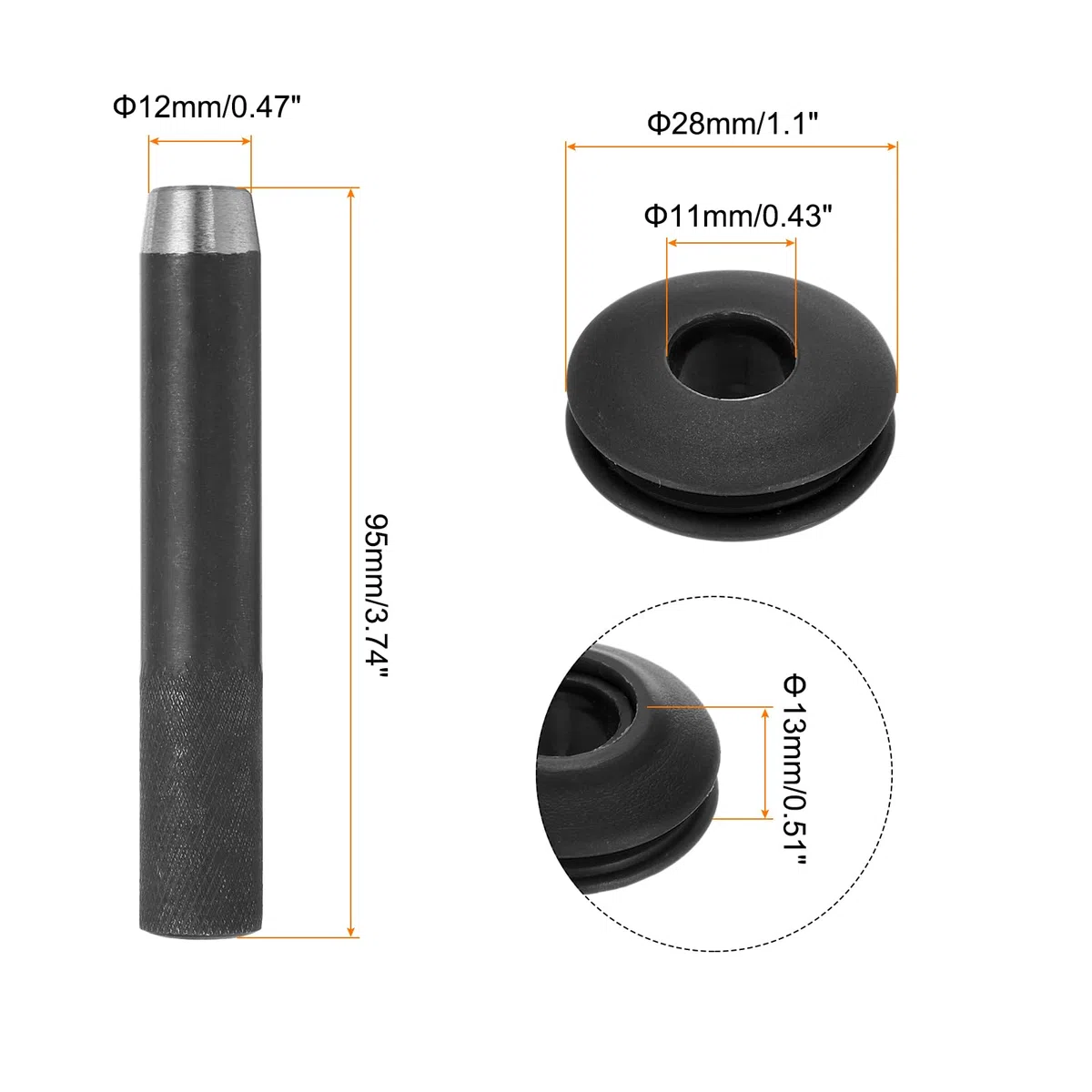 QUARKZMAN Occhielli in Plastica Multiuso 51Pz, Set Occhielli, 12mm Occhielli Plastica Generic Occhielli Per Teloni Rondelle Occhielli Plastica Antiruggine per Teloni per Camion, Nero