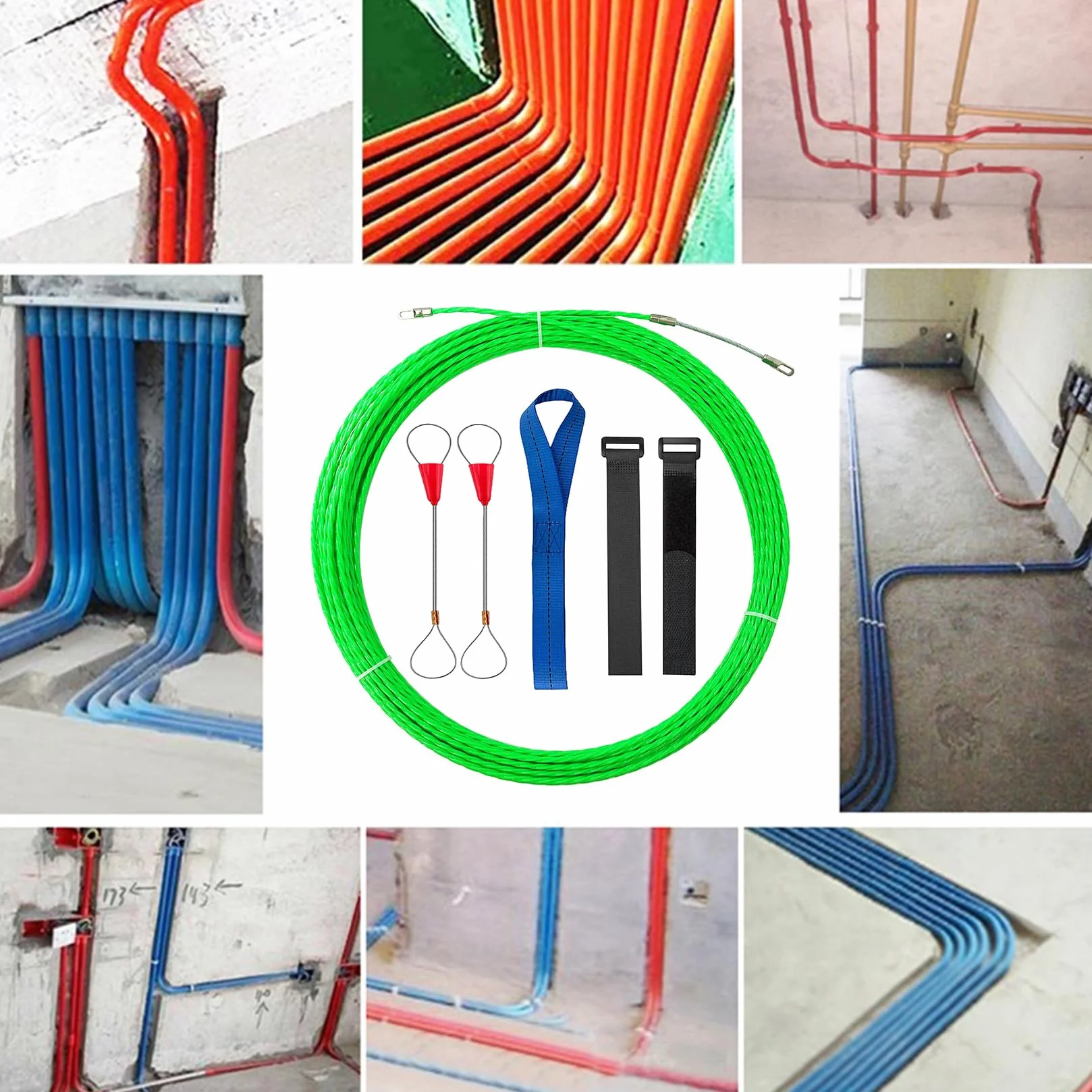 30 M Aiuto Per La Trazione Del Cavo Nastro Di Trazione Filo Di Trazione Spirale Di Trazione Aiuto Per La Trazione Del Filo Di Trazione Con Molla Di Trazione Per Cavi E Impianti Elettrici