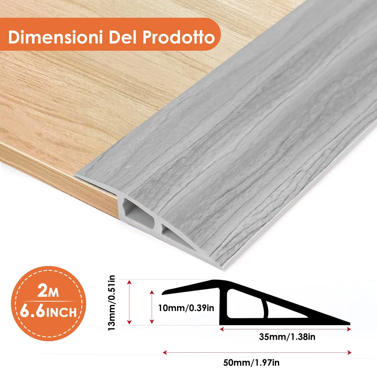 Soglia Di Dislivello Pavimento, 2mx10mm Strisce Di Copertura Per Pavimenti, Profilo Di Raccordo Per Pavimenti Per Pavimenti In Parquet Soglie In Laminato (Grigio)