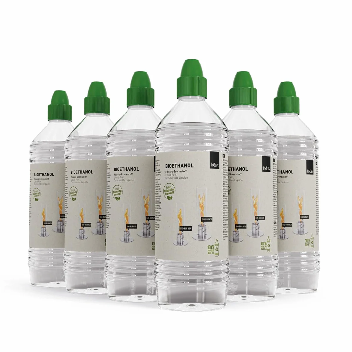 höfats - bioetanolo liquido per SPIN 900 | 1200 - etanolo senza fumo e fuliggine - 6X 1 litro - accessori per Spin 900 | 1200 e Bio-Burner, il camino da tavolo per uso interno ed esterno