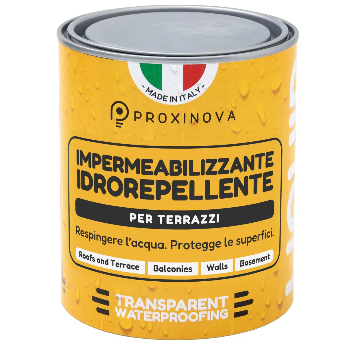 Proxinova Idrorepellente Trasparente – Impermeabilizzante Terrazzi Protettivo Contro Acqua e Sporco per Pietra, Cemento e Piastrelle – Sigillante per Pavimenti, Facciate, Terrazze e Tetti