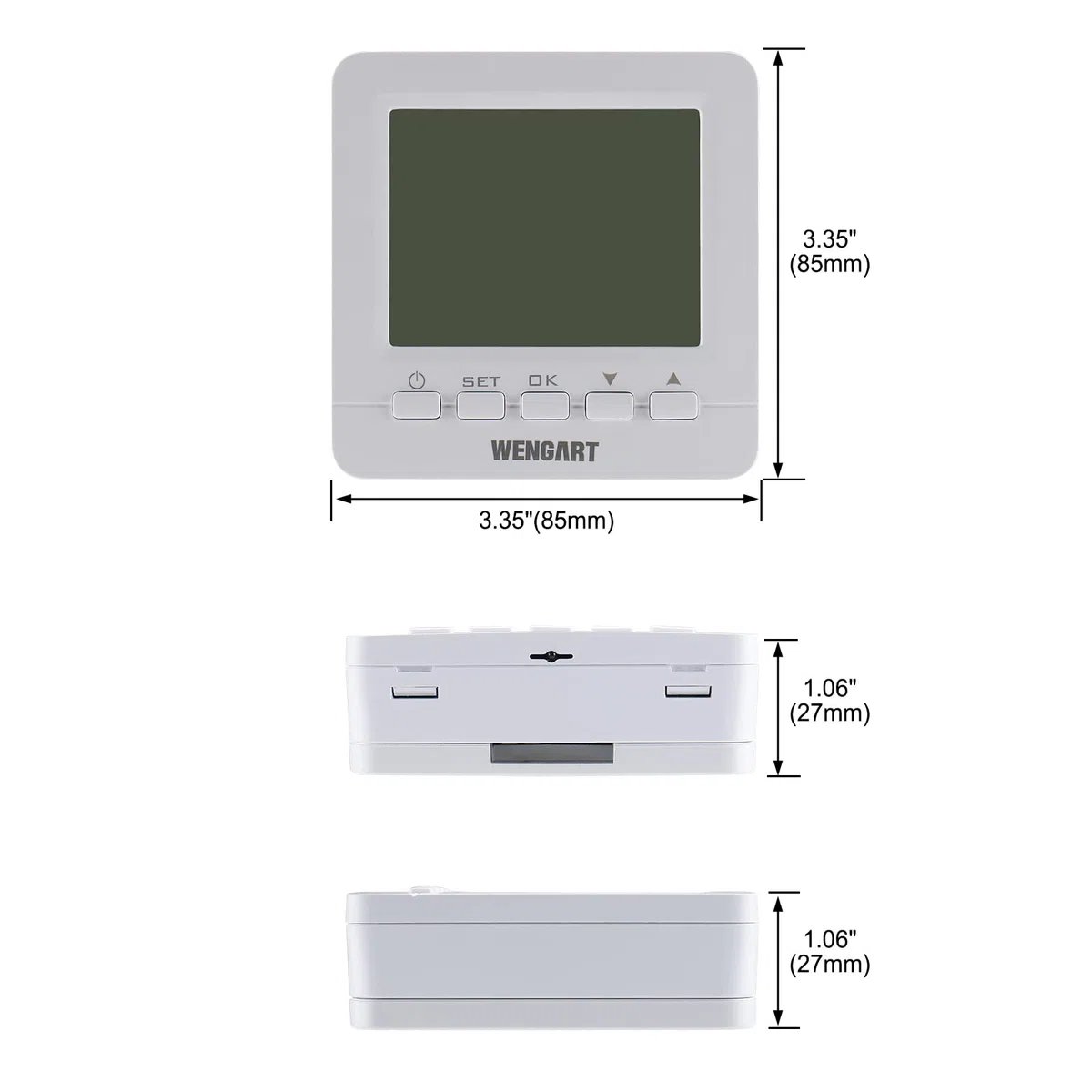 Wengart Cronotermostato Digitale Programmabile per Caldaia a Gas e Camino, Alimentato a Batteria, Contatto Pulito COM-NO-NC, Ampio Display LCD Retroilluminato, Bianco, WG02B05BW