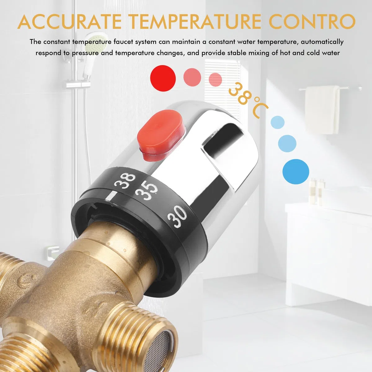 Termostato valvola di miscelazione G1/2 pollici 3 vie – Miscelatore termostatico in ottone per sistema doccia bacino tubo – Miscelatore termostatico regolatore di temperatura acqua calda