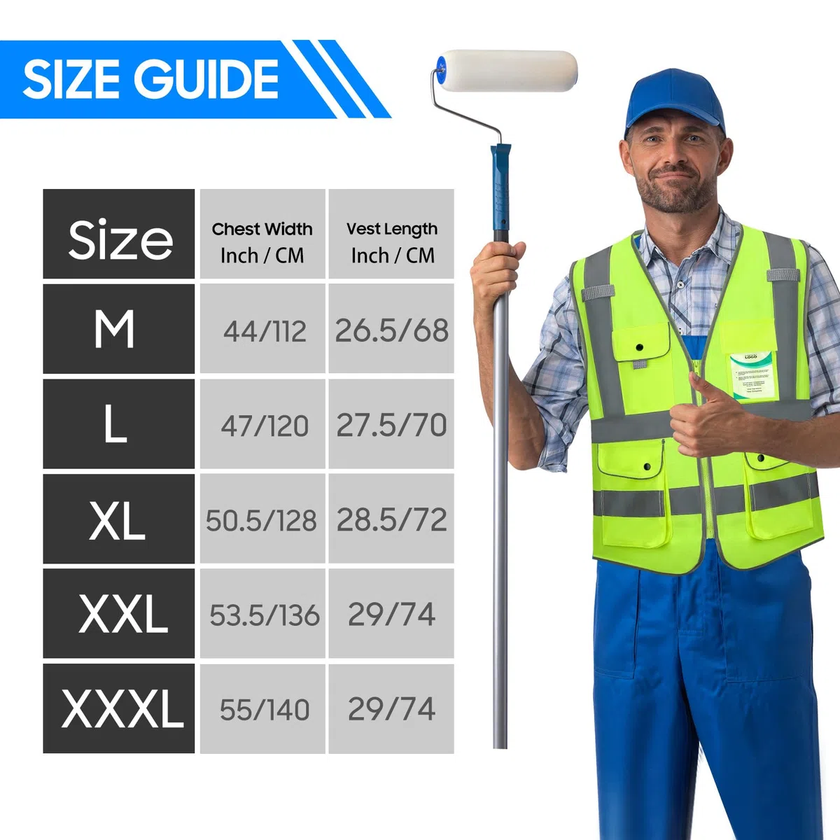 Gilet di sicurezza ad alta visibilità, arancione/giallo, EN ISO 20471, 7 tasche ad alta visibilità con bottoni automatici, riflettente e lavabile, per la sicurezza edile e personale