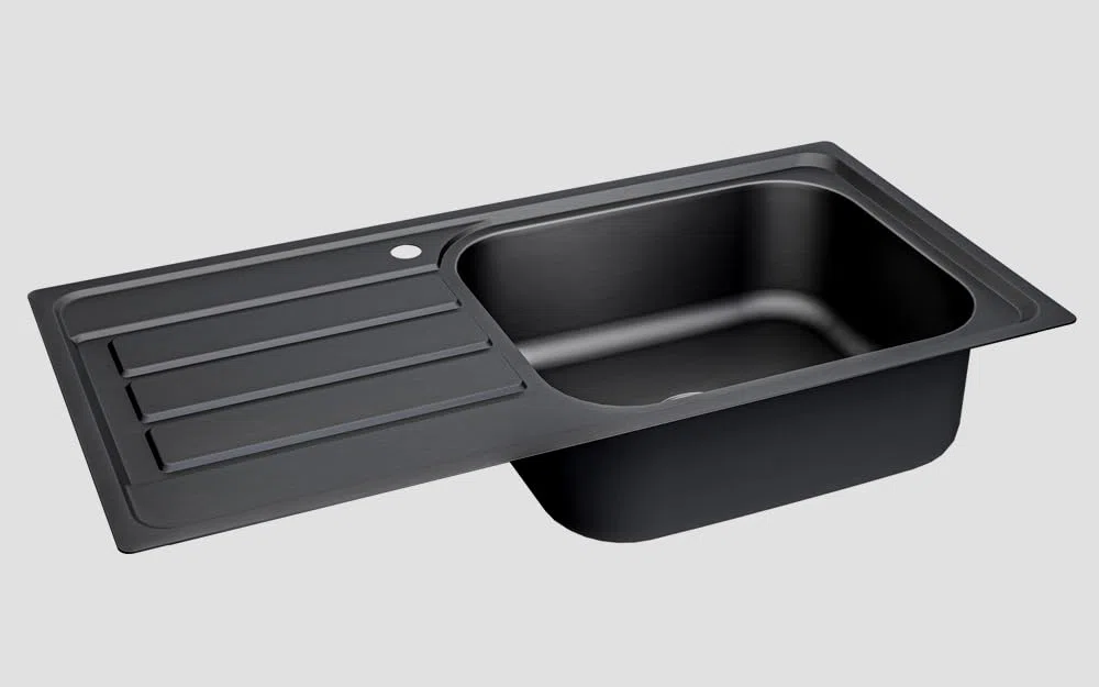 Lavello da cucina, 100 x 50 cm, in acciaio inox 304, spessore del materiale: 0,8 mm, vasca XXL 50 x 40 cm, lavello da incasso, rettangolare, 1 vasca, sgocciolatoio, (sgocciolatoio a sinistra